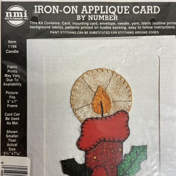 VTG NMI NEEDLEMAGIC Inc. Iron-On Appliqué Card By Numbers, Candle #1196, NIP - Picture 10 of 14